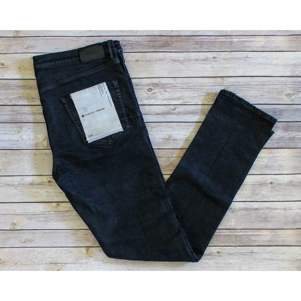 Purple Brand P001 Jeans Mens 38 x 34 Black Stretch Denim Slim Fit Leg